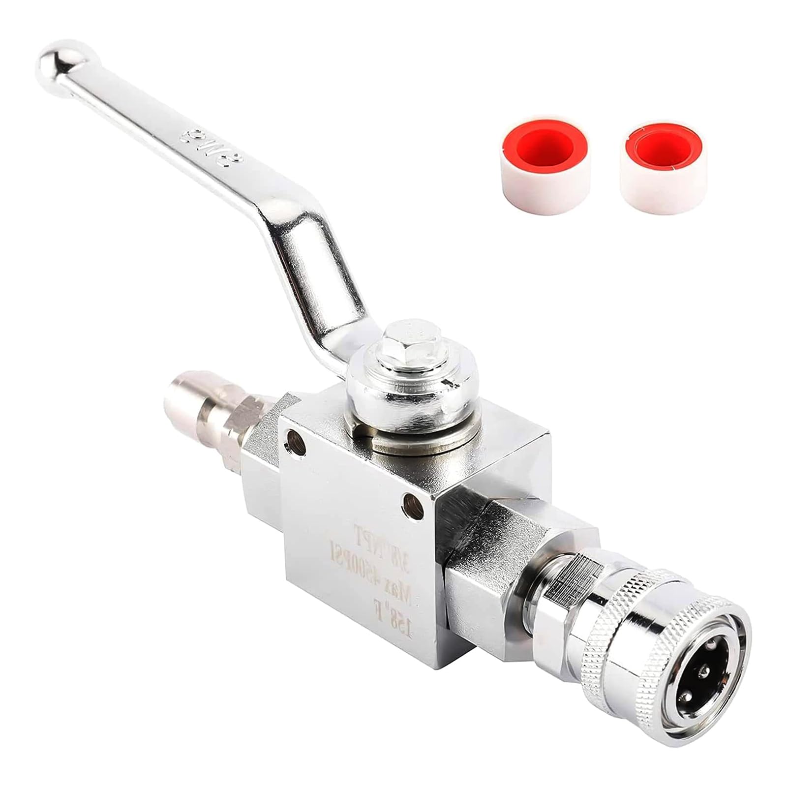 Buxuaaaa Men's Multicolor Highly Pressure Washer Globes Valves Kits 4500Psi Shut Down Valves 3 / 8Inch Quickly Connecting For Power Washer Hose Enduring Highly Pressure Globes Kits