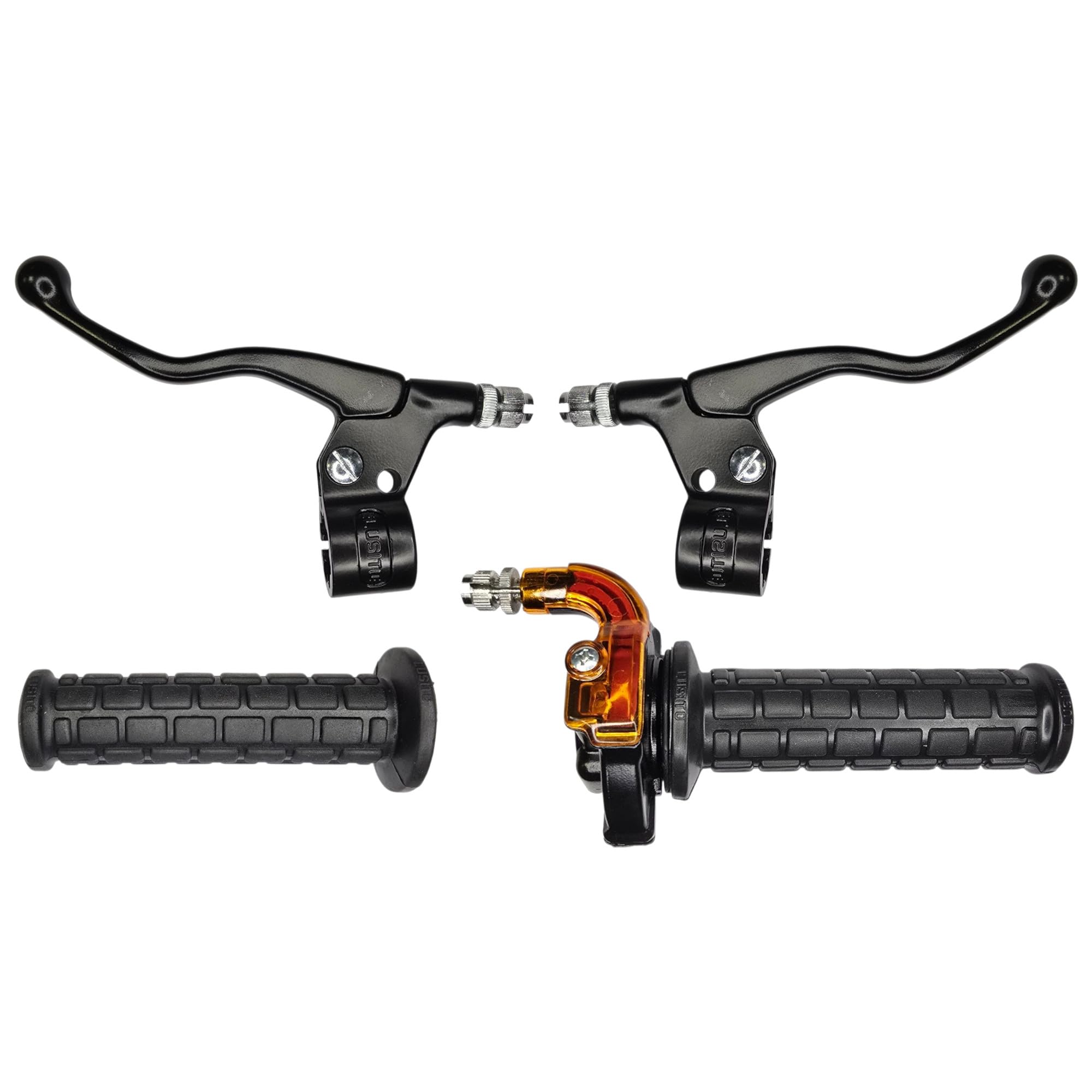cyclingcolors Motorrad Lenkergriffe Set Moped Roller Gasgriff Brems-/Kupplungshebel Links Rechts – 22 mm Lenker – Rutschfeste Gummigriffe – Racing Design Fahrkomfort, schwarz