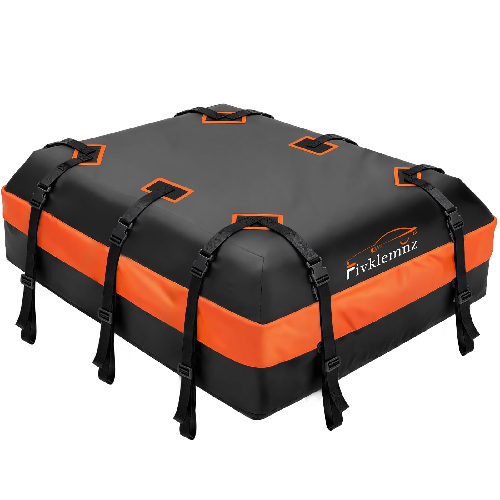 Photo 1 of FIVKLEMNZ Rooftop Cargo Carrier - 21 Cubic Waterproof Roof Top Cargo Bag for All Cars SUVs with/Without Rack, Heavy Duty 840D Car Roof Bag with Anti-Slip Mat, 10 Reinforced Straps, 6 Door Hooks & Lock