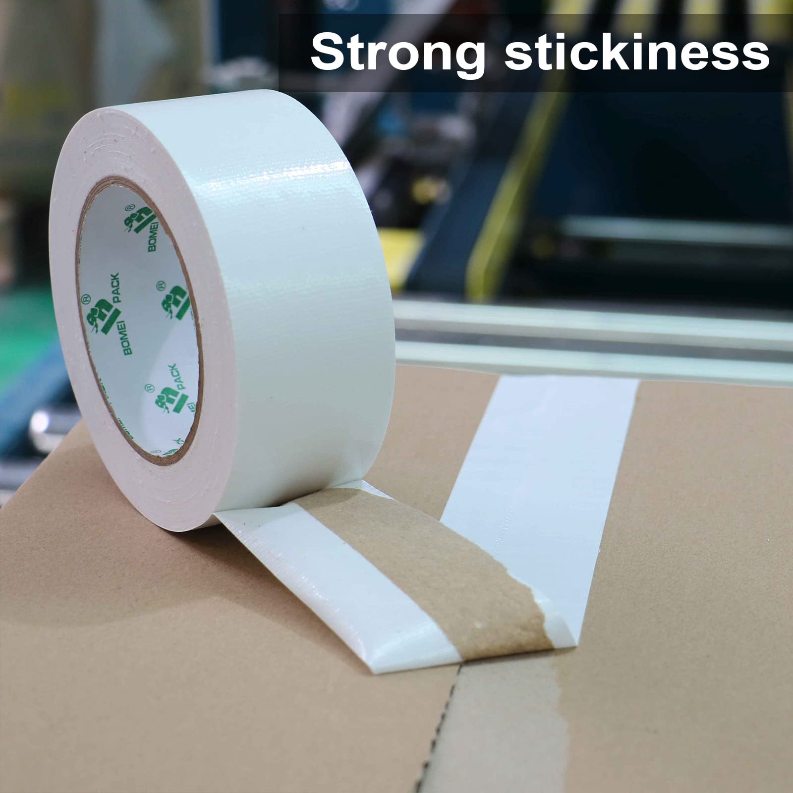 BOMEI PACK White Duct Tape 6 Rolls Reinforced 48mm x 30m Heavy Duty White Gaffer Tape 190 mic for Ducts Fixing Repairing,Moving Box Sealing,Home DIY Craft Labeling - Image 3