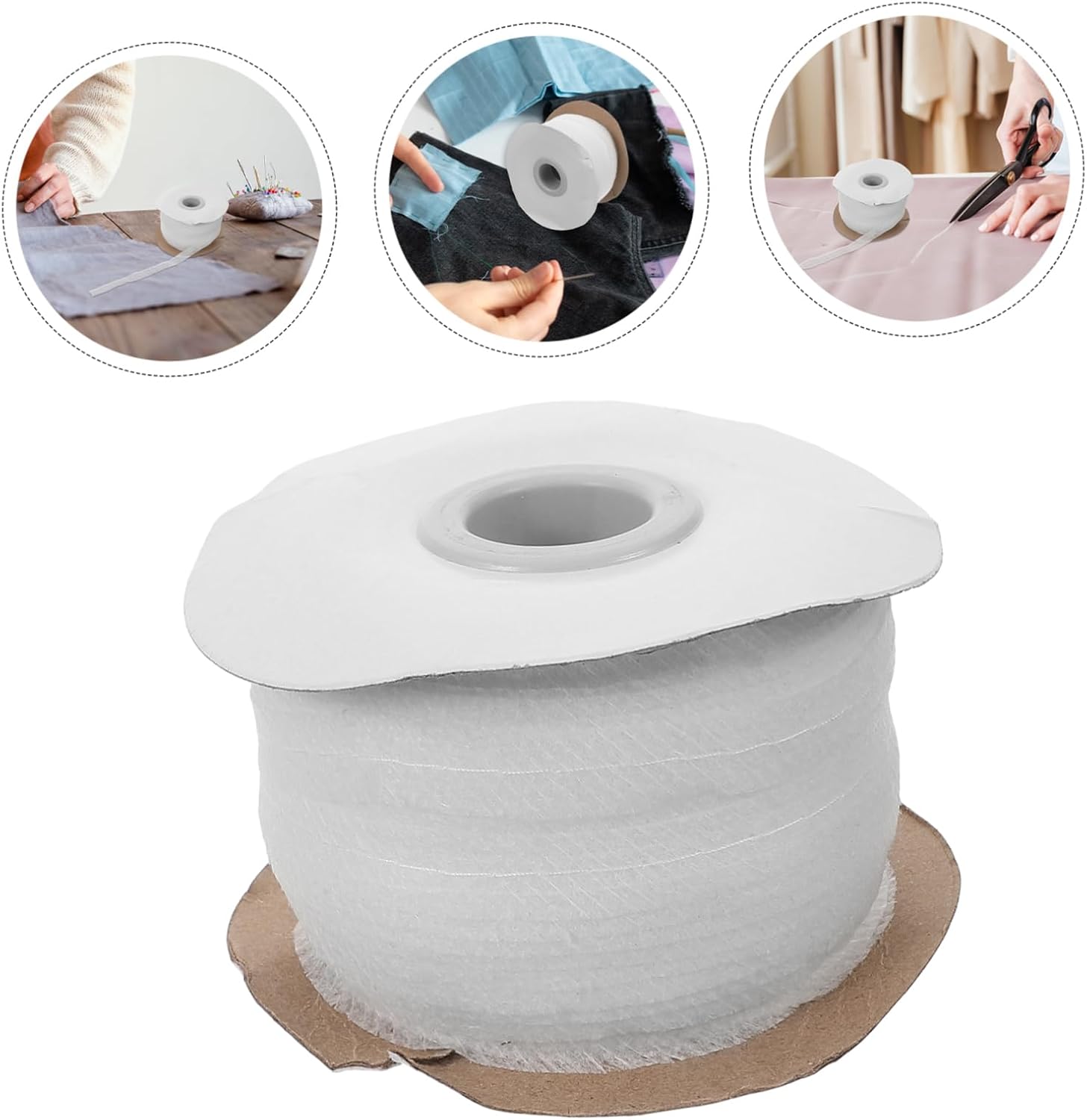 PLAFOPE 3rolls Fusible Non-Woven Interfacing Strip for Clothing and Projects Roll Center Line for Easy Alignment and Versatile Sewing Applications