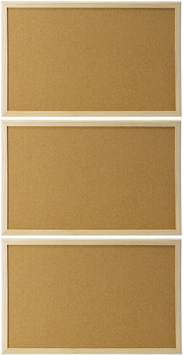 VICASKY Framed Cork Bulletin Board Pin Board 30x40cm Wood Frame Notice Display for Classroom Office Wall 3pcs