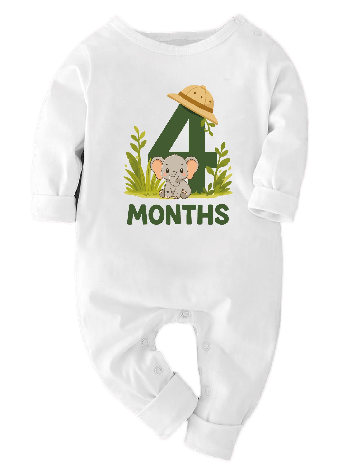 zeezeezoo Safari Theme Monthly Milestone Baby Outfit | 1-12 Months | Cotton Jungle Animal Printed Romper for Photoshoots-picture-2
