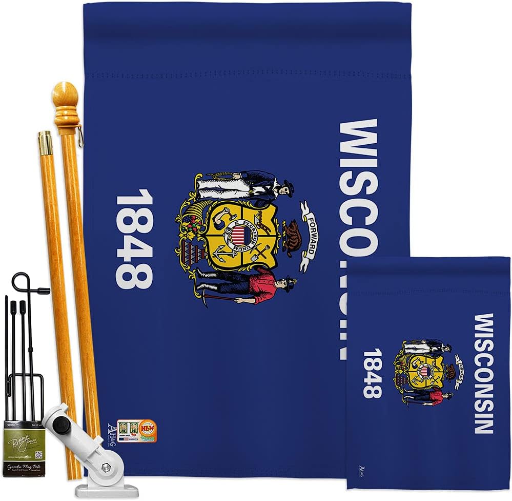 Wisconsin House Flag Americana States USA American Territories Republic Country Particular Area Small Decorative Gift Yard Banner Double-Sided Made In 28 X 40