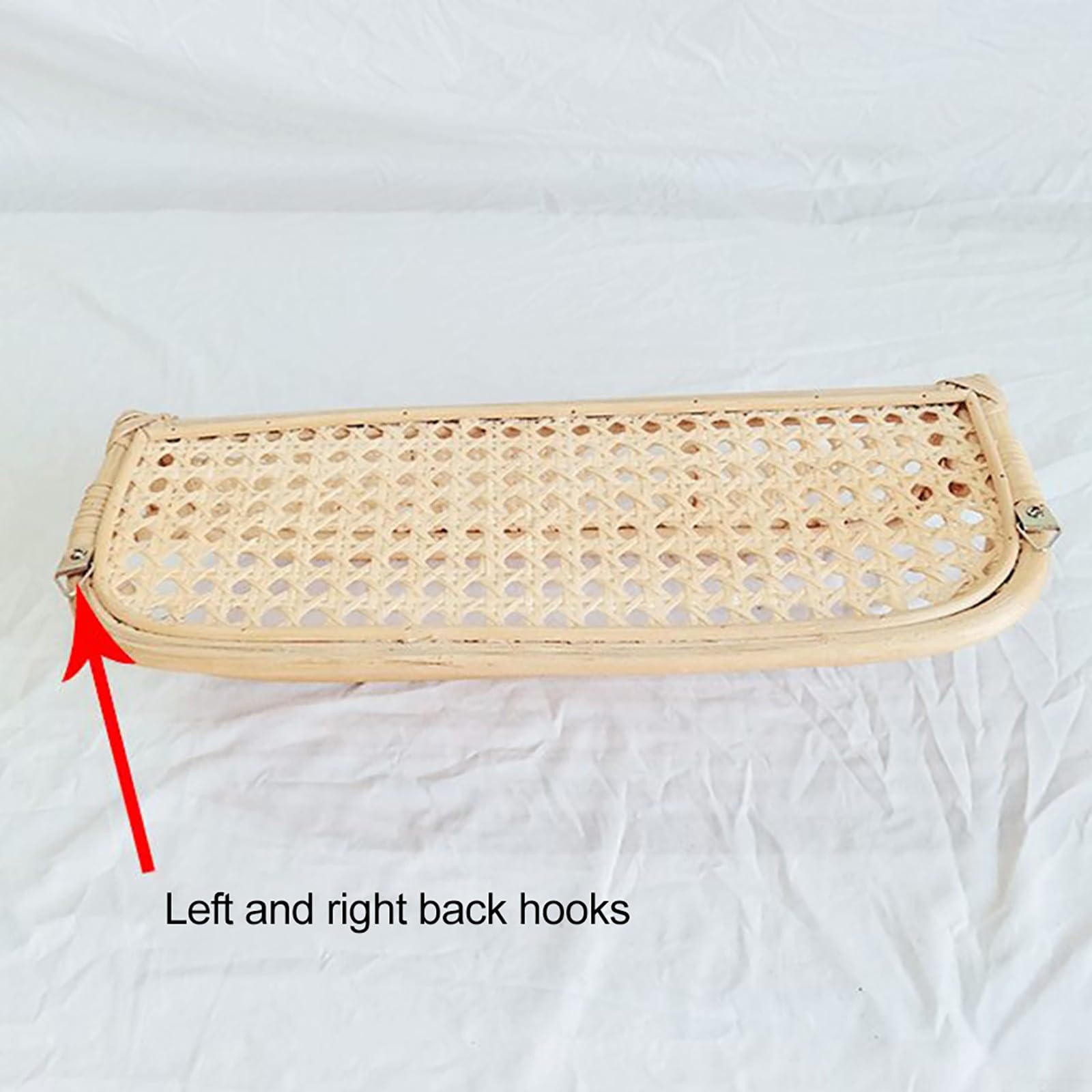 Oniissy Rotan plank boho wandplank decoratieve planken natuurlijke handgemaakte geweven zwevende plank, kinderkamer slaapkamer woonkamer badkamer decor 40 x 16 x 11 cm