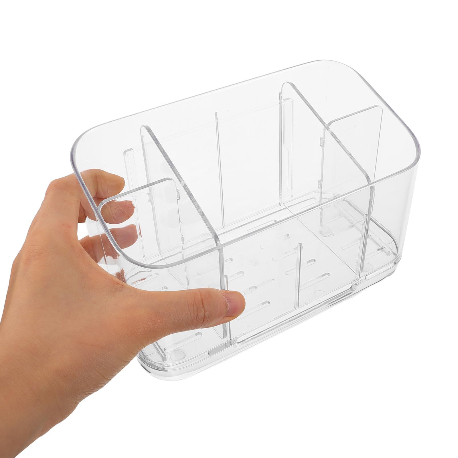 Operitacx Portaspazzolino e Dispenser Dentifricio da Parete 3 Pezzi in Pet Divisorio Rimovibile e Installazione senza Fori, per Lavabo Bagno Moderno
