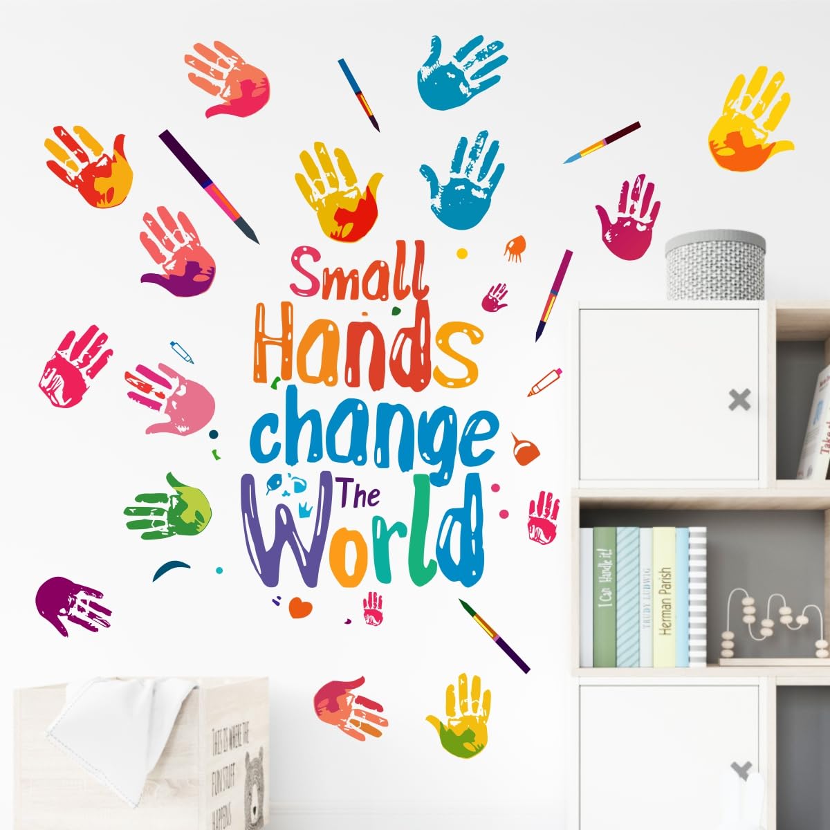 Rawpockets Small Hands Change The World' Educational Quotes Wall Sticker for Play School, Montessori Self Adhesive Wall Sticker-image-41