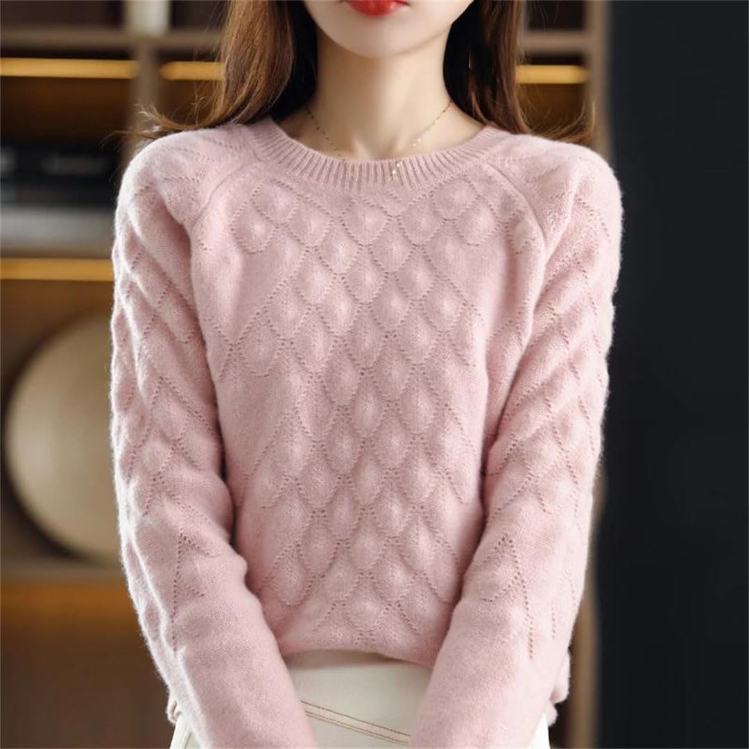 Women O-Neck Cashmere Sweater Knit Wool Large Size Pullover Winter Thick Long-Sleeve Sweater Female