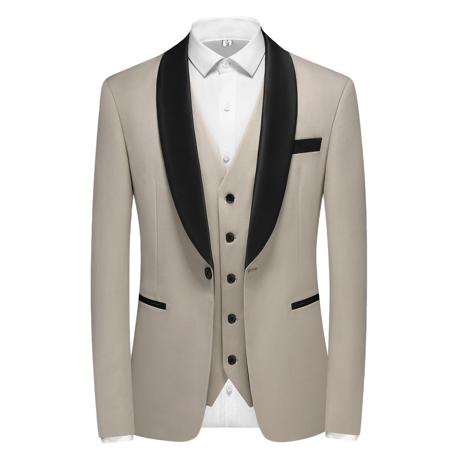 Costume Homme 3 Pièces Mariage Slim Fit Smoking d'affaires à Un Bouton pour Fête Blazer Veste Pantalon Gilet