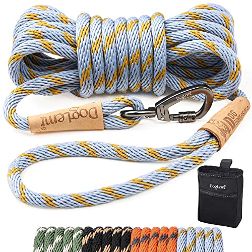 Correa De Entrenamiento Para Perros 15 M - Redonda, Sin Asa, Impermeable, Hasta 35 Kg, Diámetro 6 Mm, Color Azul Cian