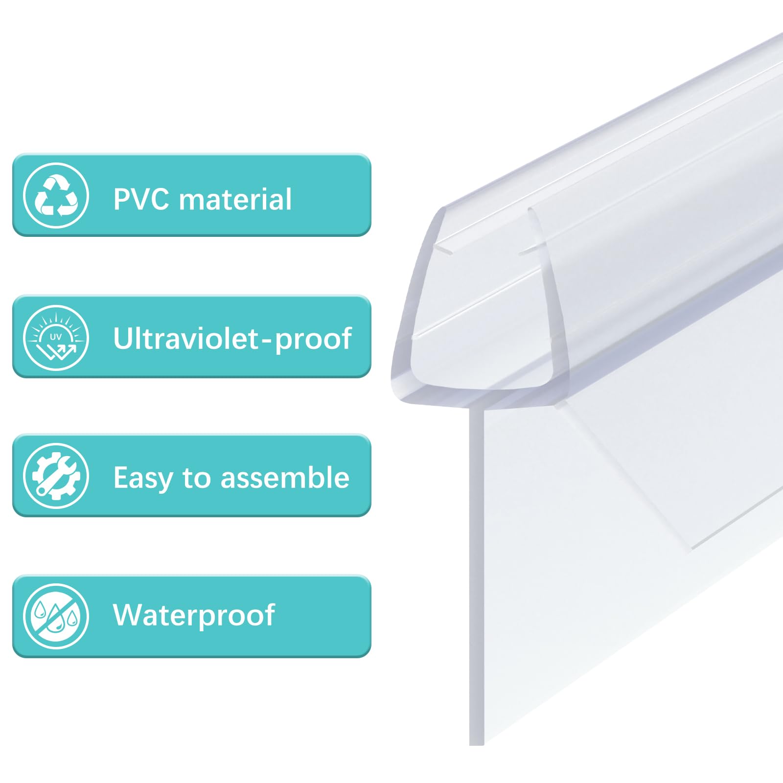 Zocipro 3Pcs 40cm Shower Screen Seal Strip for 4-6mm Glass, Clear Shower Door Seal Strip Covers up to 20mm Gap - Image 4