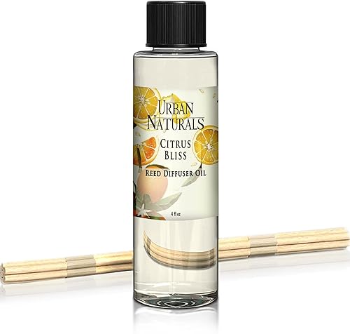 Miniatura 1 de Urban Naturals Citrus Bliss - Recambio de aceite de difusor de caña perfumada con mandarina y pomelo + varillas de repuesto  Aroma cítrico fresco y
