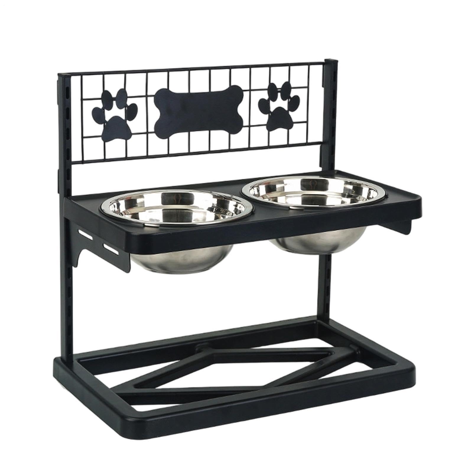 Alzata per Ciotole Cani Altezza Regolabile Pasto Lento | Supporto Rialzato Con 2 Ciotole In Acciaio per Acqua Yogurt Pollo a Carne Secca Manzo Cucina Soggiorno Giardino Cortile