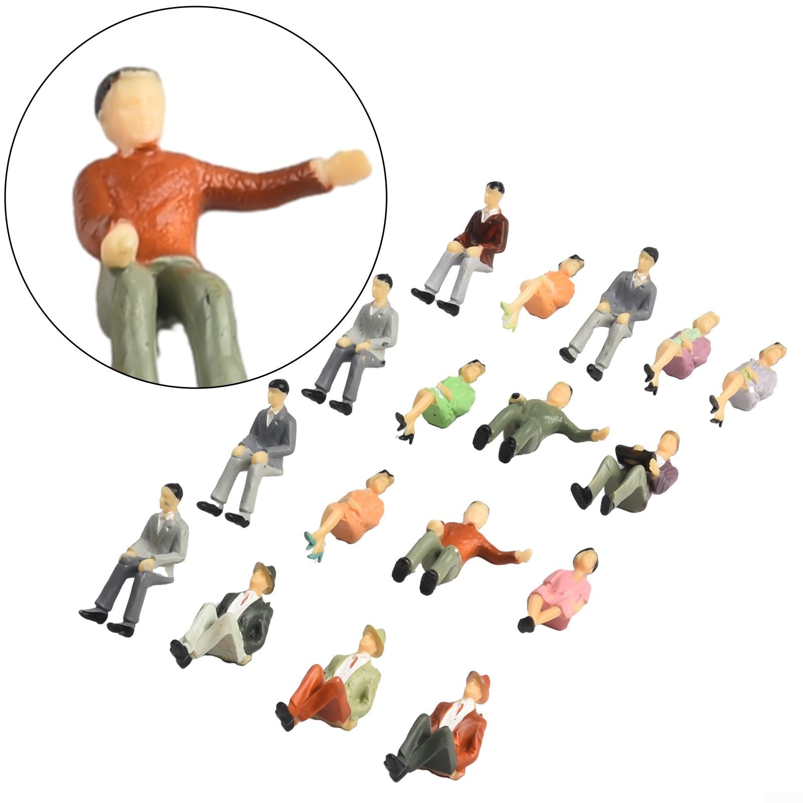 Lot 50 Figurines Assises 1:32 – Modèles Peints Pour Chemin De Fer, 4 Poses, Accessoires Miniatures Réalistes