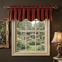 Vista 59 de StangH Cortinas decorativas de lujo, cenefa azul con bloqueo de luz, cenefa festoneada para ventana pequeña con bolsillo sólido para barra, cortina