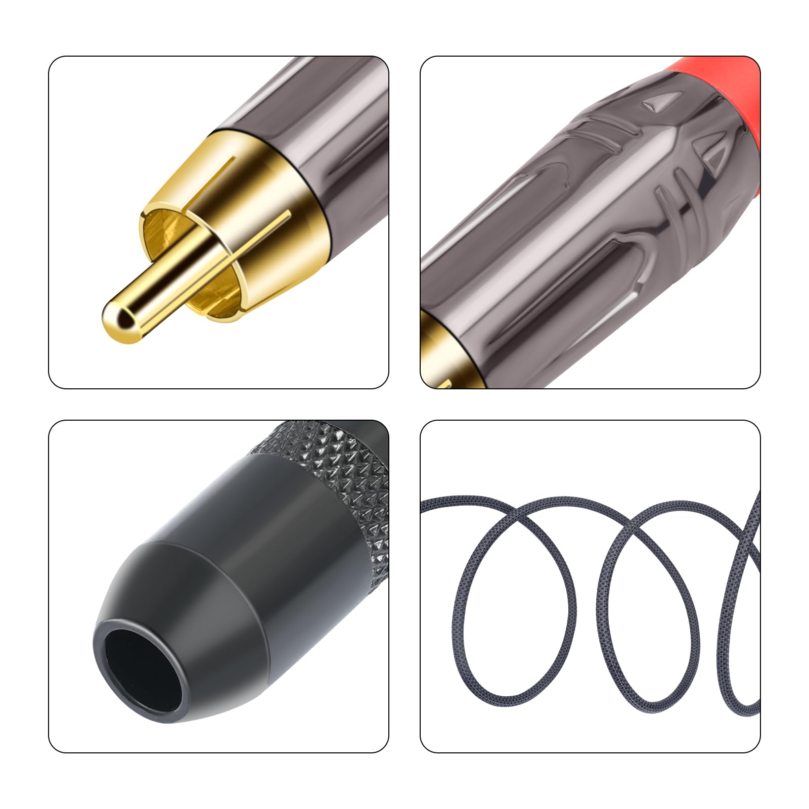 Cable divisor de audio estéreo RCA macho a 1/4 hembra; 6,35 mm hembra a 2 RCA macho, doble RCA macho a 1/4 pulgadas hembra cable de audio de 1 pie