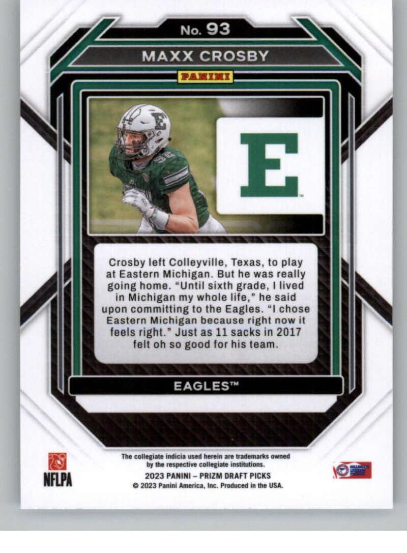 Amazon.com: 2023 Panini Prizm Draft Picks #93 Maxx Crosby Eastern