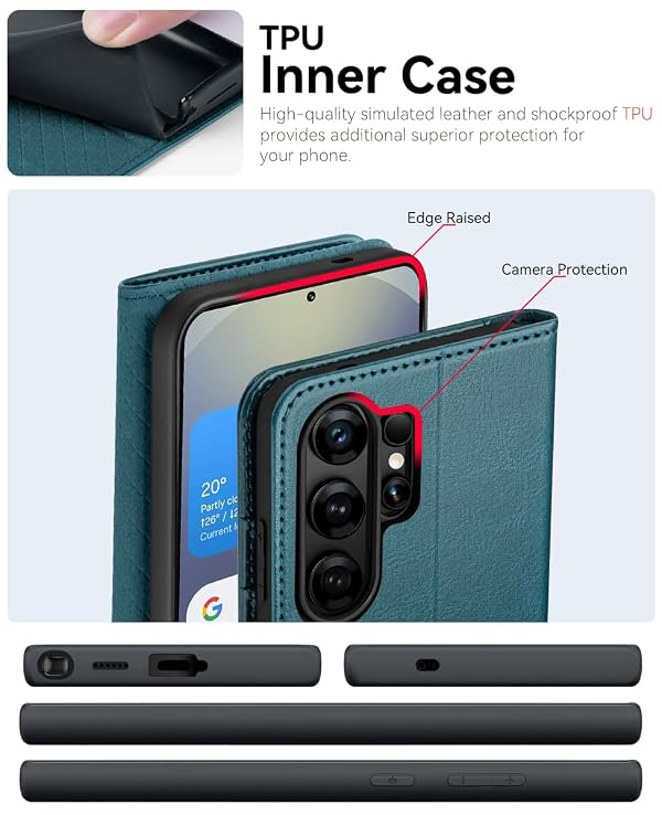 OCASE for Samsung Galaxy S26 Ultra Wallet Case, Card Holder, Pracock Blue by OCASE - Used condition - Image 4