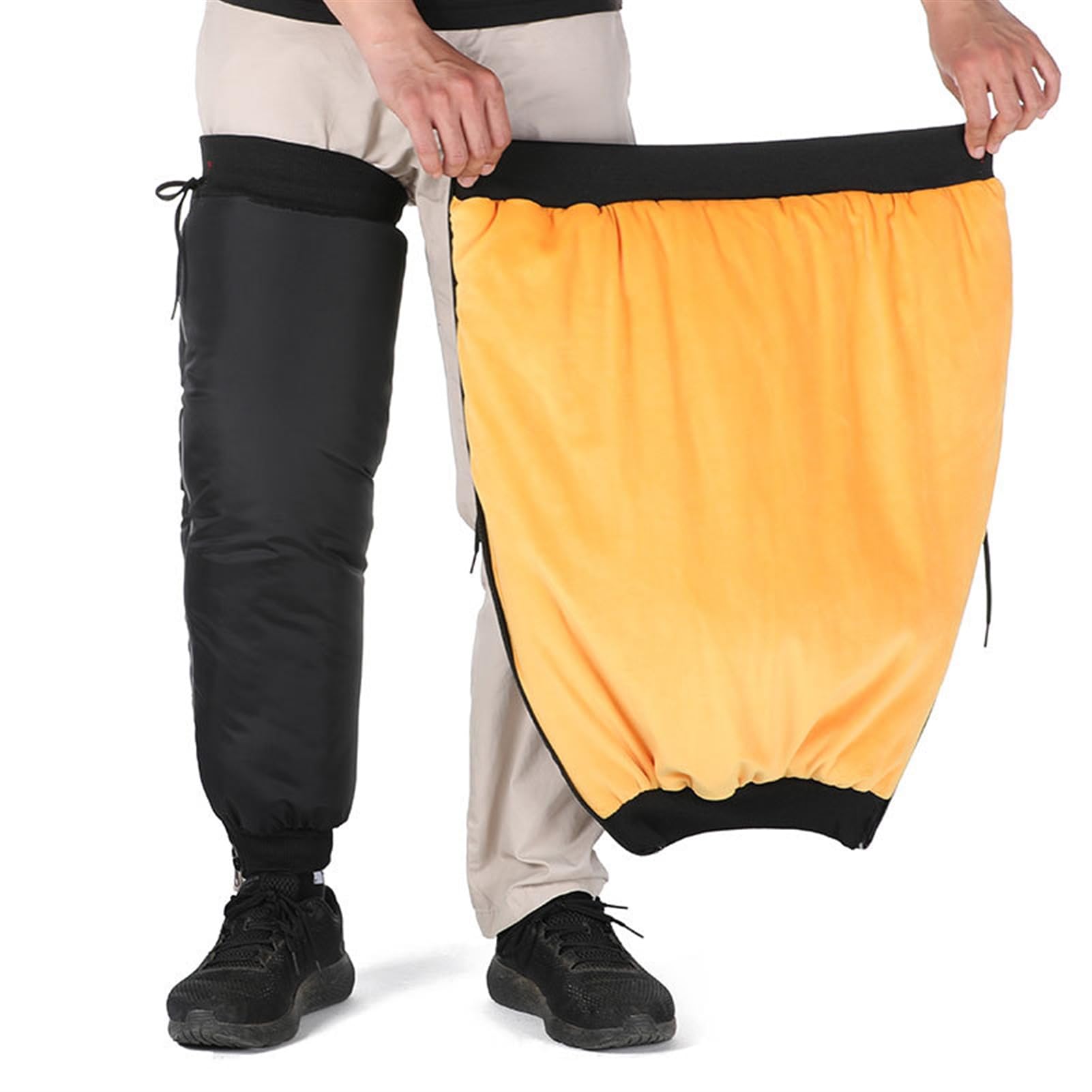 Reyox Unisex Warm Leg Sleeves, Waterproof Knee Pads with Zipper, Winter Thermal Leg Warmer for Outdoor Sports Black 23.6 inch