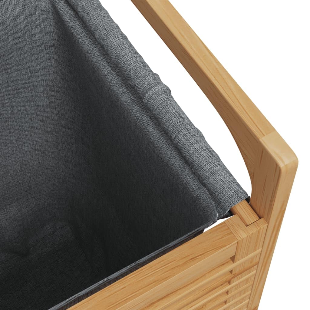 Cesto portabiancheria in bambù con tasca interna, grigio, 32 x 30 x 36,5 cm | Sacco interno rimovibile, struttura rialzata, coperchio contro gli odori, molto spazio