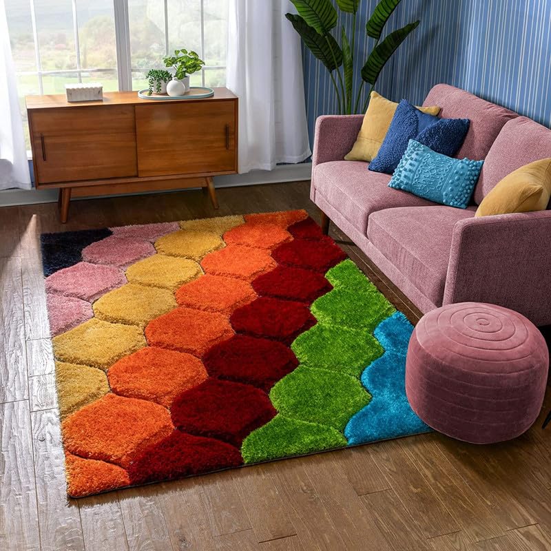 Image of Sifa Carpet Hand Made Ultrasoft Microfiber Shag Carpet - Plush Comfort & Modern Style for Living Room (4x6 Feet Multi Color)