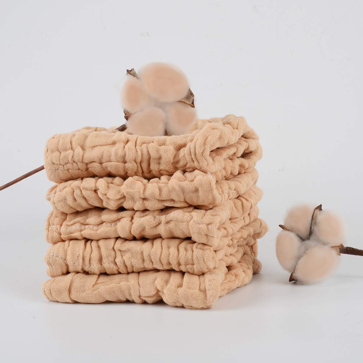 Daxue Baby Muslin Washcloths 100% Natural Unbleached Cotton, Extra Soft Baby Wipes Burp Cloths Small Face Towels Spit Up Rags for Newborns Infants