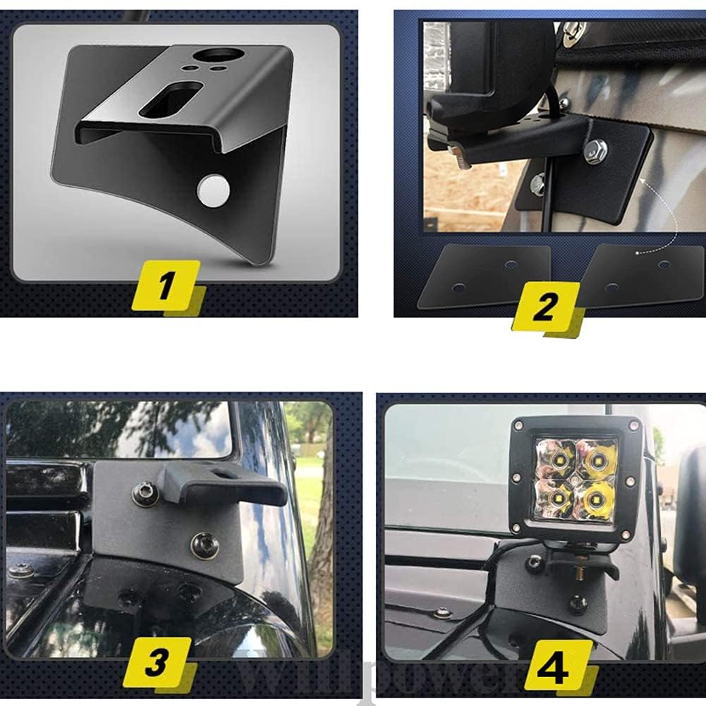 Willpower Arbeitsleuchten Halterung, Aluminium Scheinwerferhalter A-Säulenhalterung kompatibel mit Wrangler JK 2007–2017 2 Stück