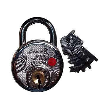 Lancer 67mm 8 Levers Iron Door Lock with 3 Keys (Chrome Finish, 3 Pcs)