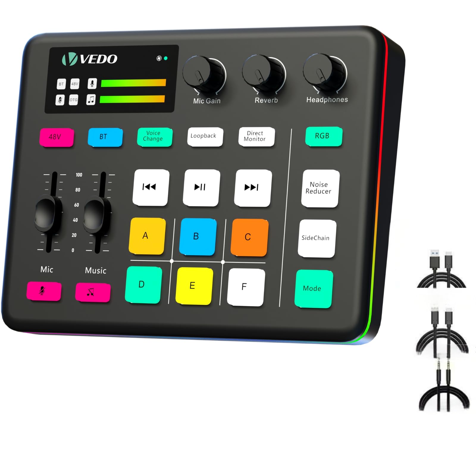 VEDO Kit de Transmissão ao Vivo VD-G1: Mixer DJ Profissional com