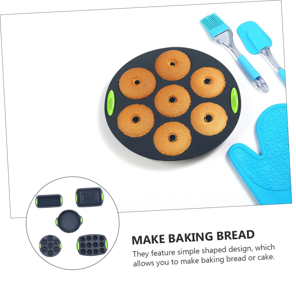 Juego de 5 Moldes de Silicona para Repostería Reutilizables y Resistentes al Calor, Ideales para Hornear Pasteles Cocina