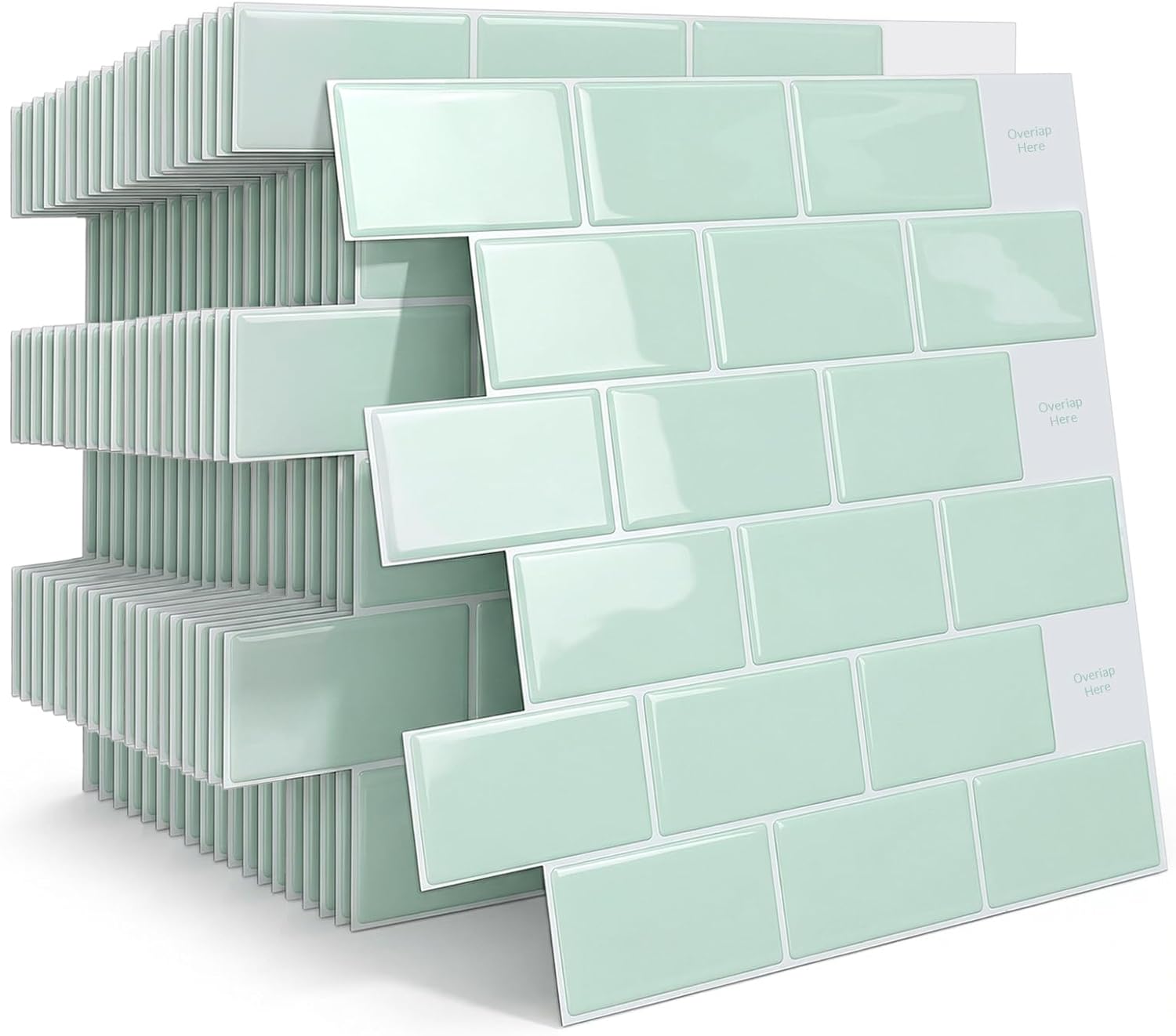Arttown Peel and Stick Backsplash Subway Tiles, Aqua Blue 3D Self Adhesive Thicker Design Wall Tile Panels for Bathroom Kitchen Balcony (20-Sheet, 12"×12")