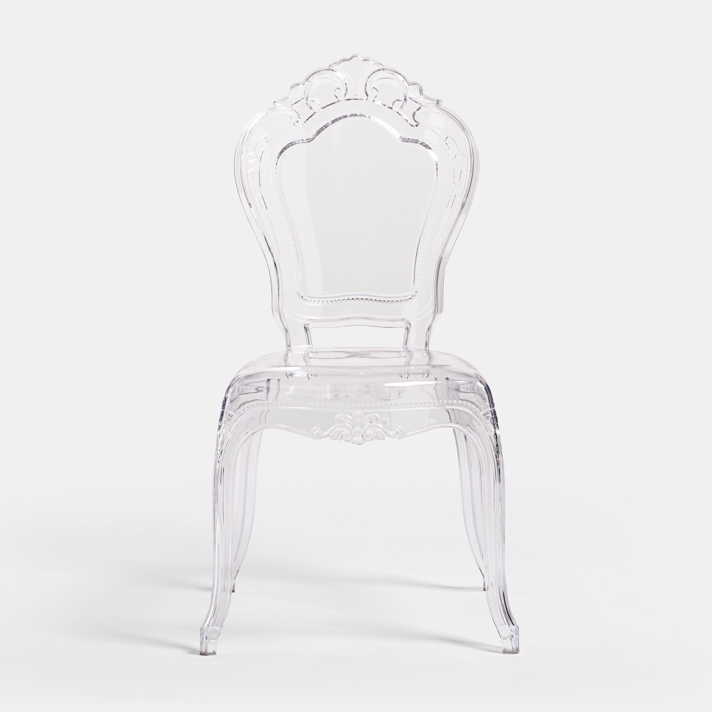 Biscottini Set 4 Sedie in Policarbonato Trasparente - Sedia Cucina Soggiorno 53x50x97,5 cm - Poltrone Barocche Sala da Pranzo Camera da Letto - Poltrona in Plastica da Esterno Moderna Cerimonie
