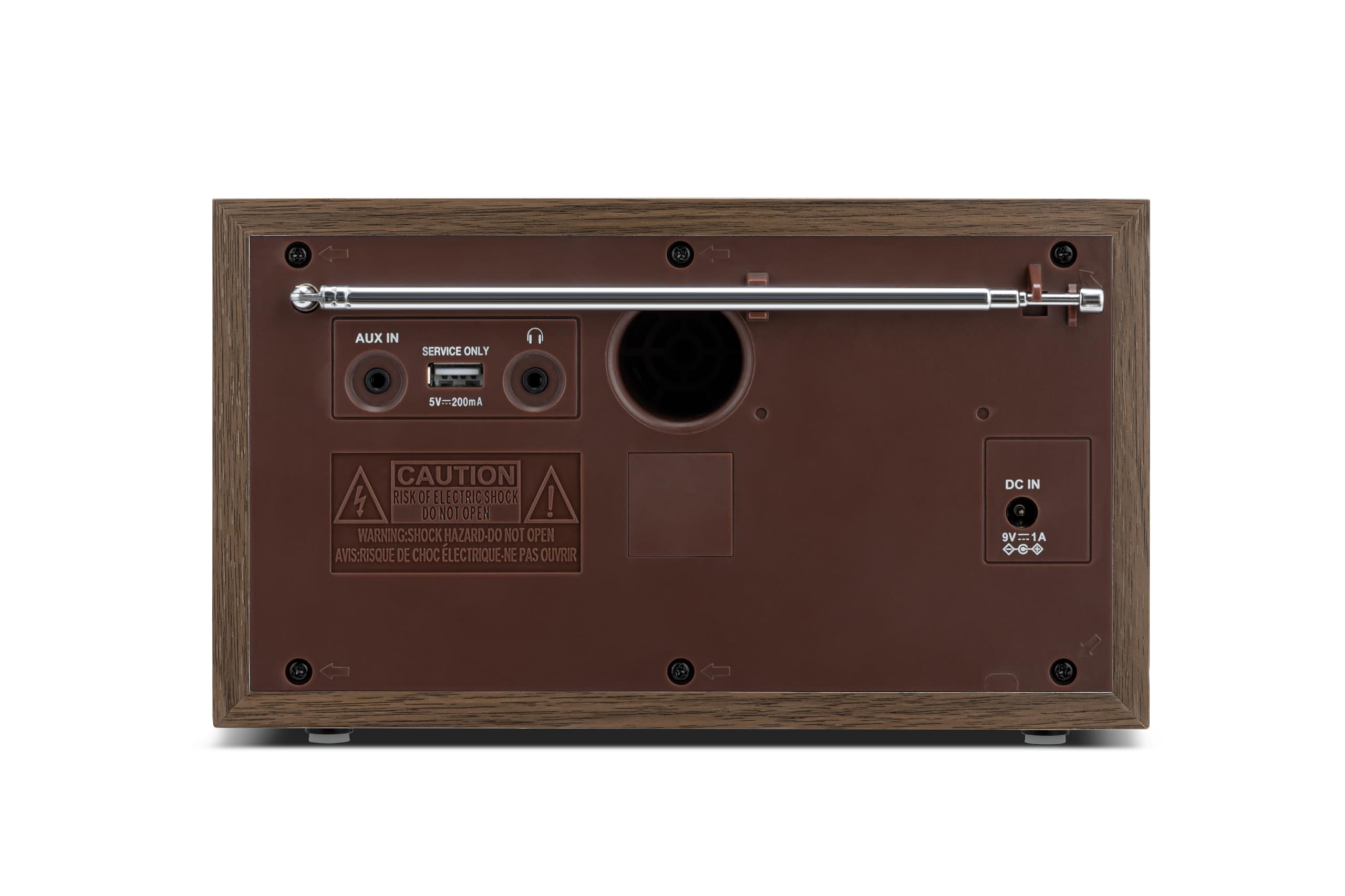 Linsar Radio nostalgica in legno con sintonizzazione digitale FM/DAB, porta USB, BT wireless, altoparlante mono, AUX-IN, cuffie, display LCD
