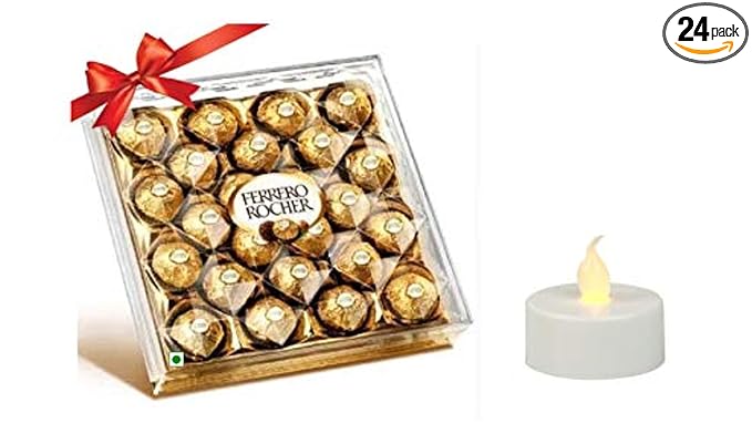 Vending India Diwali Chocolate Gift Hamper with LED Diya (Ferrero Rocher 24 Pieces)