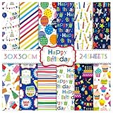 24 Sheets Happy Birthday Scrapbook Paper Pad,160gsm Textured Double-Sided Pattern Planner Junk Journal Craft Paper,Card Making Supplies,30×30cm