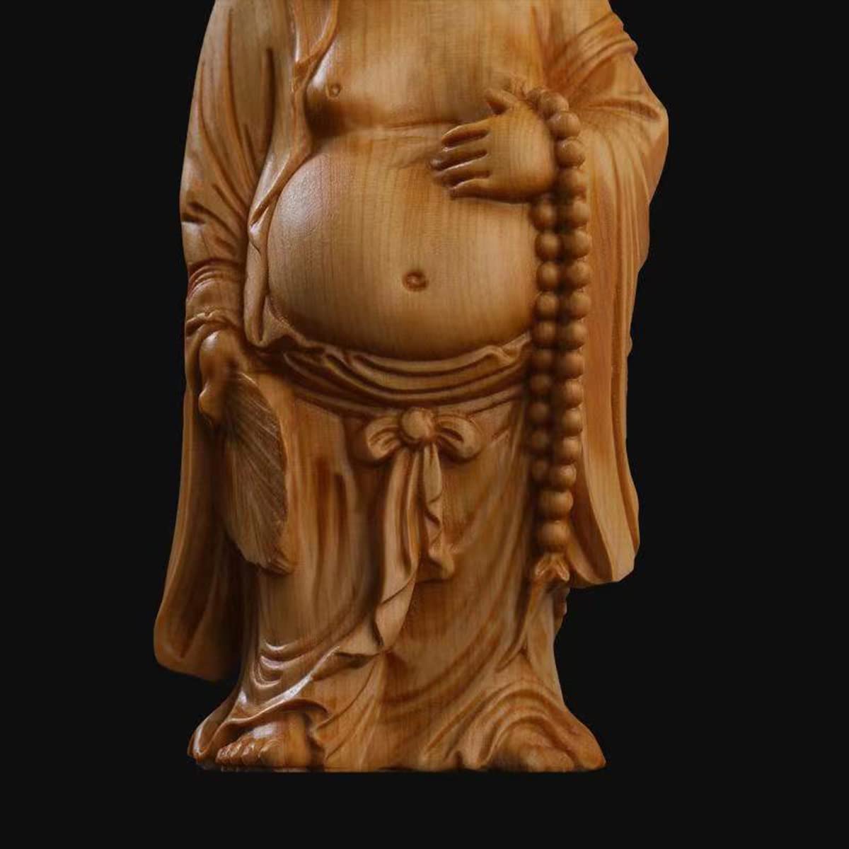 Amazon｜布袋様の置物 天然 崖柏木 12cm 木彫りの布袋様 仏像 木彫り