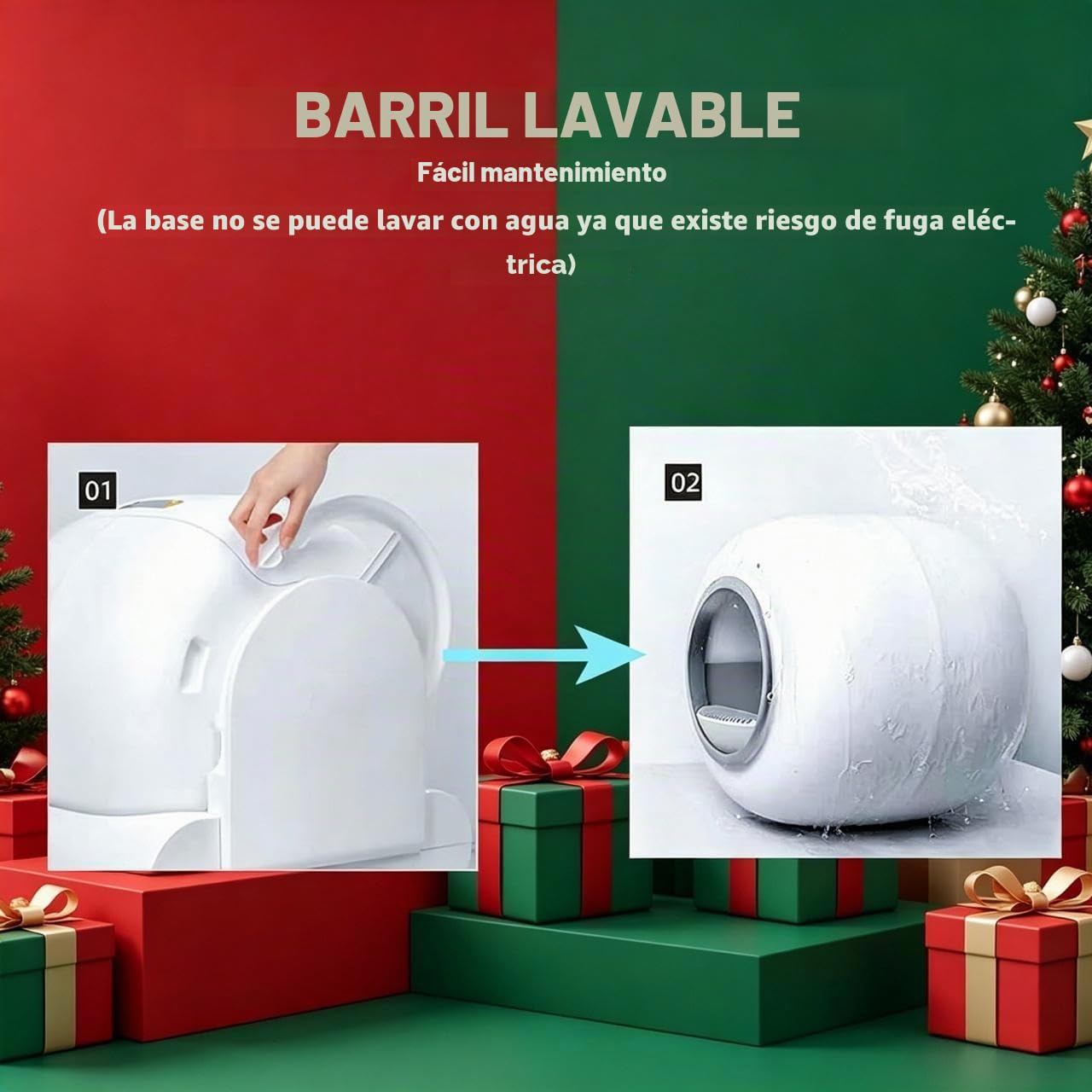 Arenero para Gato Autolimpiable 65L+9L, Arenero Inteligente Automático con Control App, Eliminación de Olores, Incluye 5 Rollos Bolsas Basura y 1 Tapete, para Varios Gatos