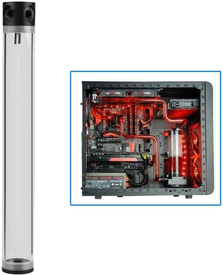 Yoidesu CPU Cooling Heat Exchanger 50mm Diameter Cylinder Water Cooling G1/4 Thread Computer DIY Cylinder Water for CPU Cooling Multiple Length(400mm)