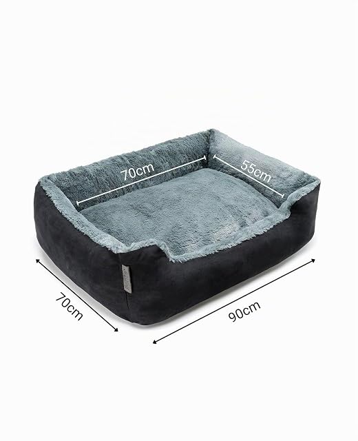Foto 4 de 6 de lionto Cama, cesta perros con cojín tamaño (XL) 90x70 cm gris/negro