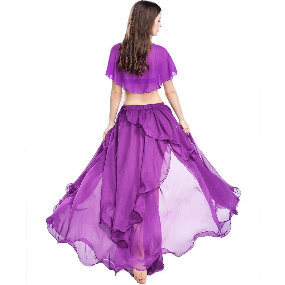 ROYAL SMEELA Bauchtanz Kostüm Outfit Set - Performance Top und Rock - Chiffon Maxirock für Frauen - Lange Röcke zum Tanzen