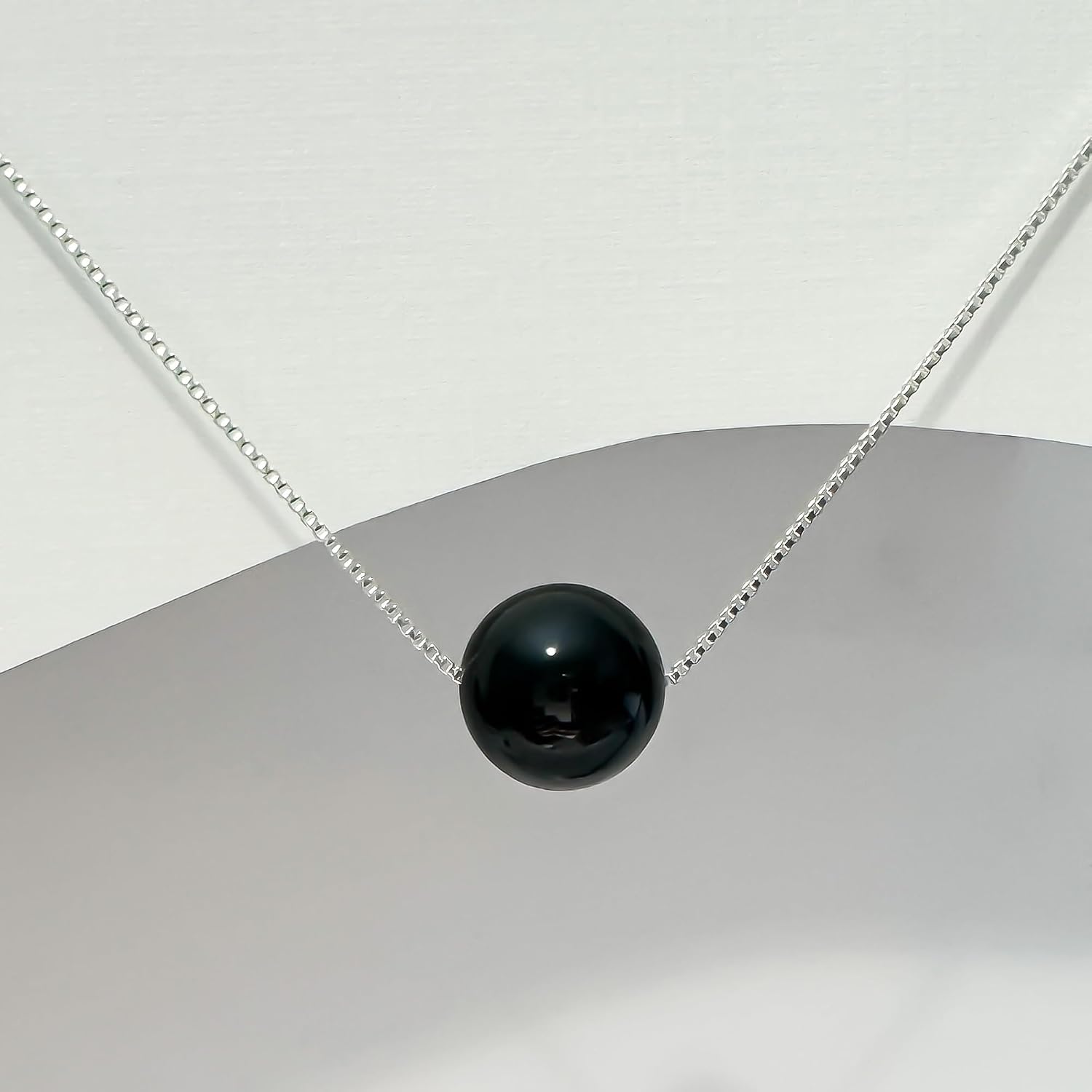 Large Round Black Onyx and Sterling Silver Necklace, Black Onyx Necklace for Women, Statement Necklace, Mom Birthday Gift, Wife or Girlfriend Anniversary Present