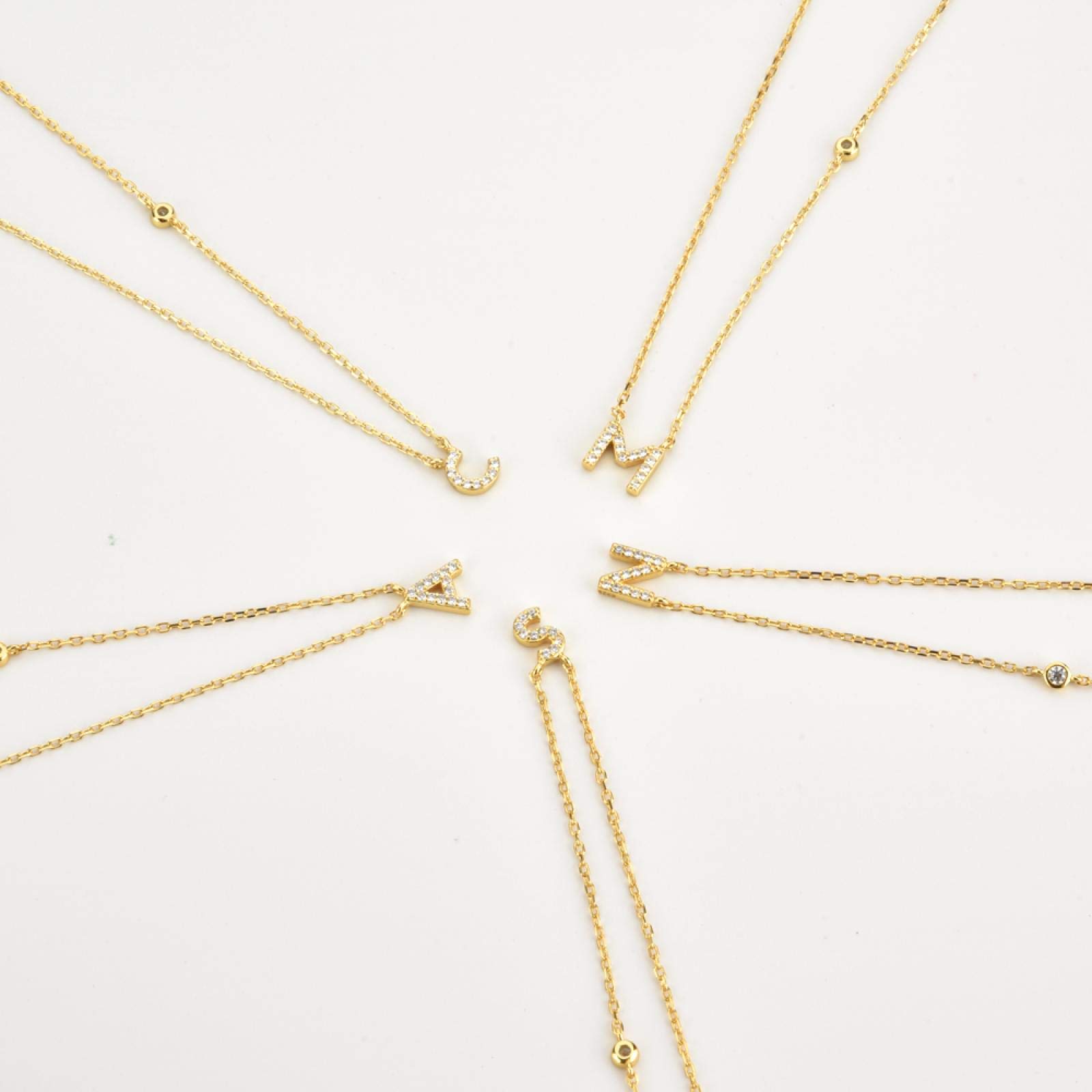Halskette 925 Silber Gold 26 Buchstaben Zirkon Anhänger Monogramm Halskette Initiale Alphabet Schmuck Abend Party (6 a)