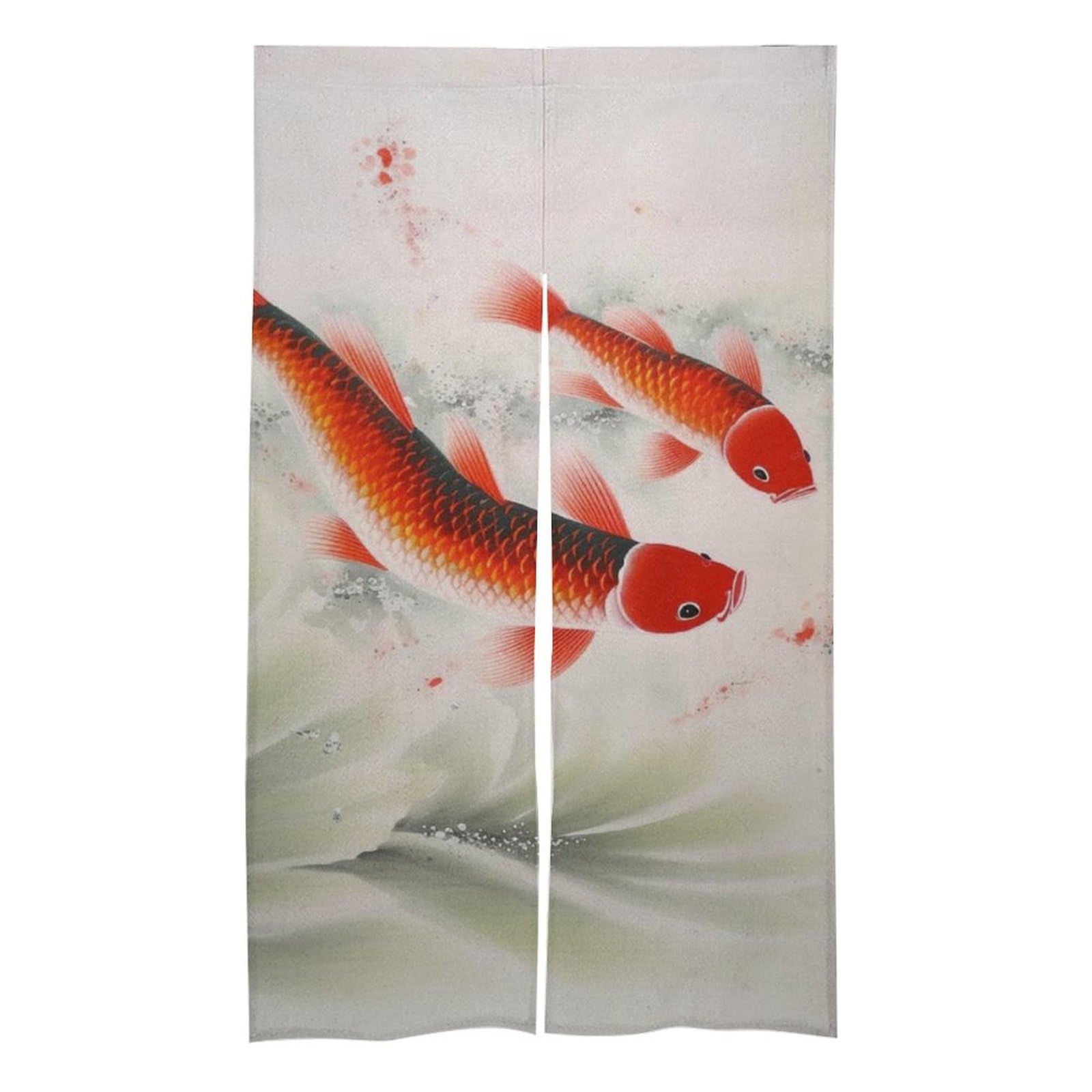 Rideaux occultants premium en lin motif carpe rouge isolation haut de gamme 144x86cm