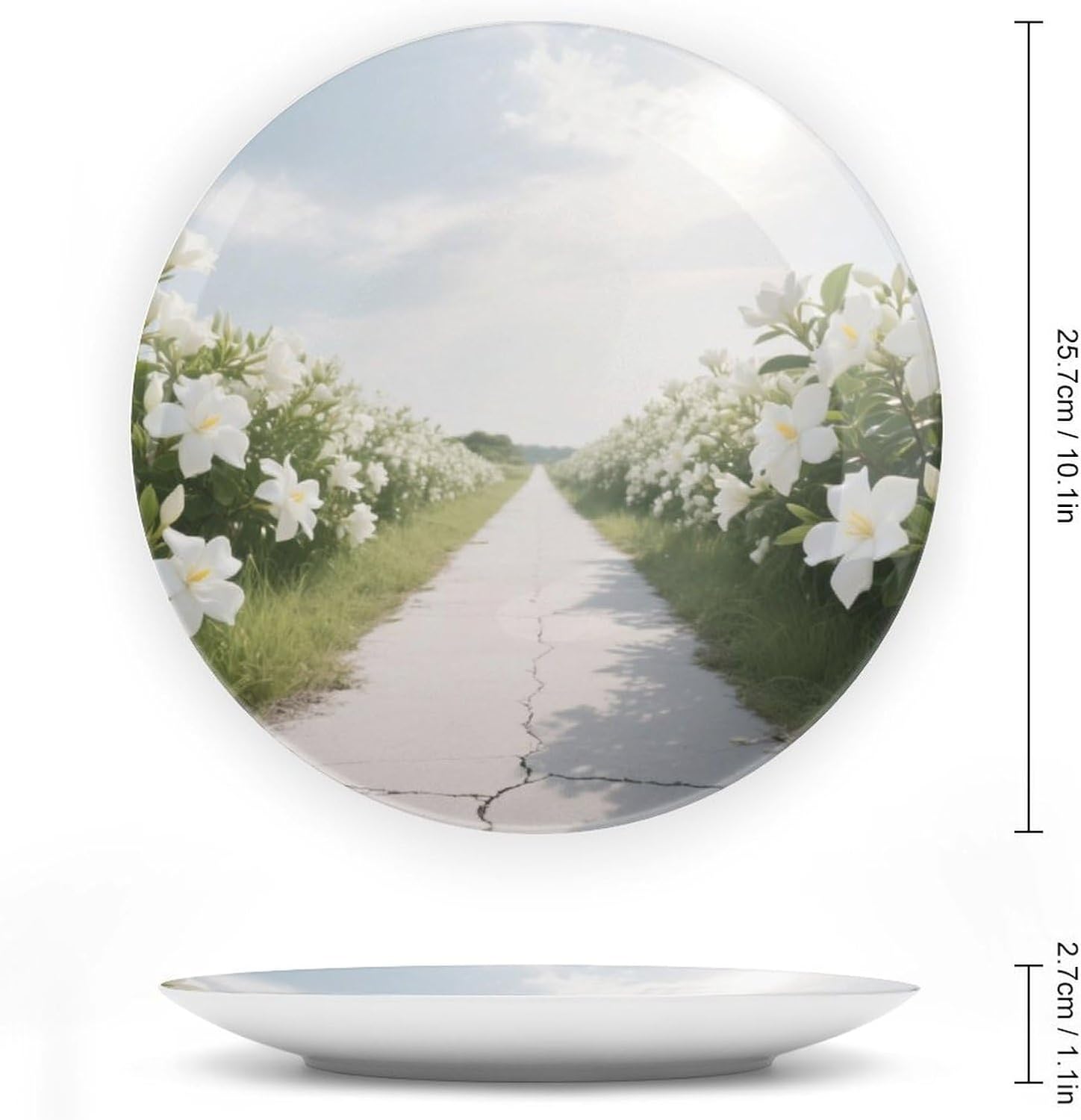 Bone China Decorative Plates Gardenia Ceramic Decorative Plate Wall Decor with Display Stand Ceramic Ornaments for Wall Hanging Decoration
