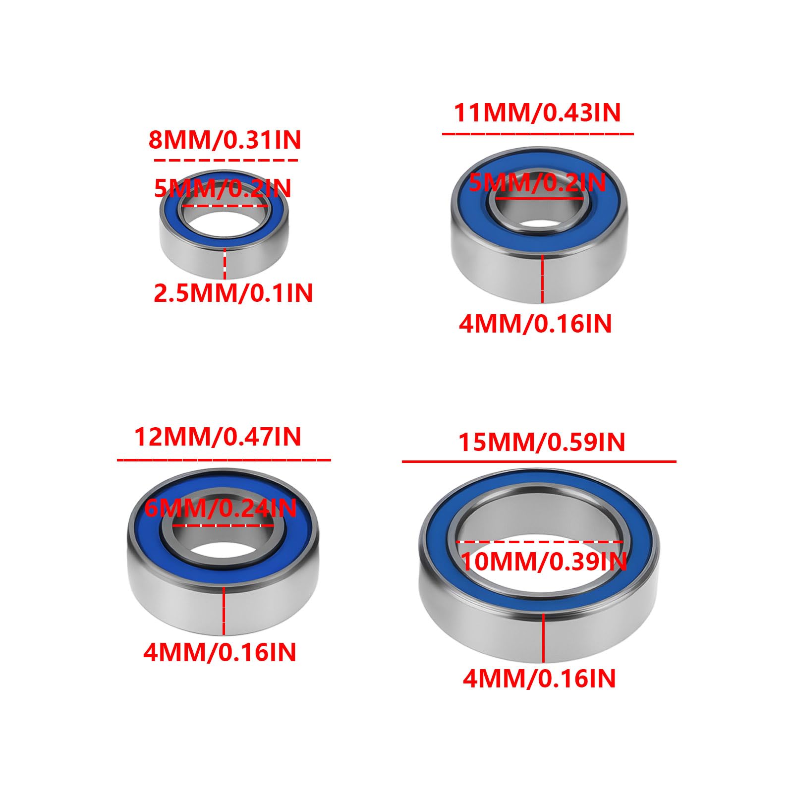 LT Easiyl 22pcs RC Rubber Sealed Bearing Kit Compatible with CC-02 Defender 90 G 500 Unimog 406 - Image 4
