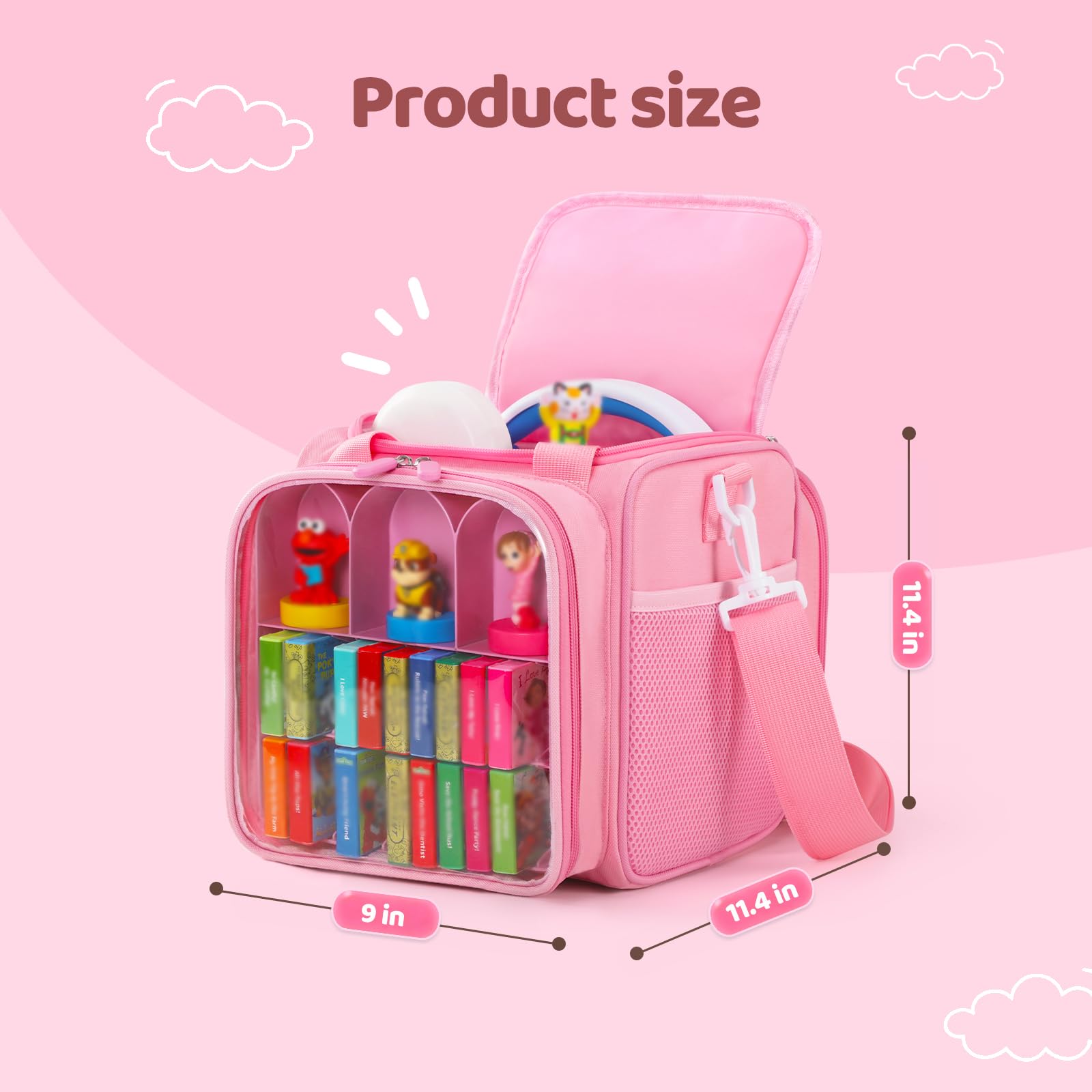 Custodia da trasporto per Little Tikes Story Dream Machine, grande capacità, adatta per proiettori, cuffie, personaggi di personaggi, piccoli libri dorati, con finestra trasparente e tracolla