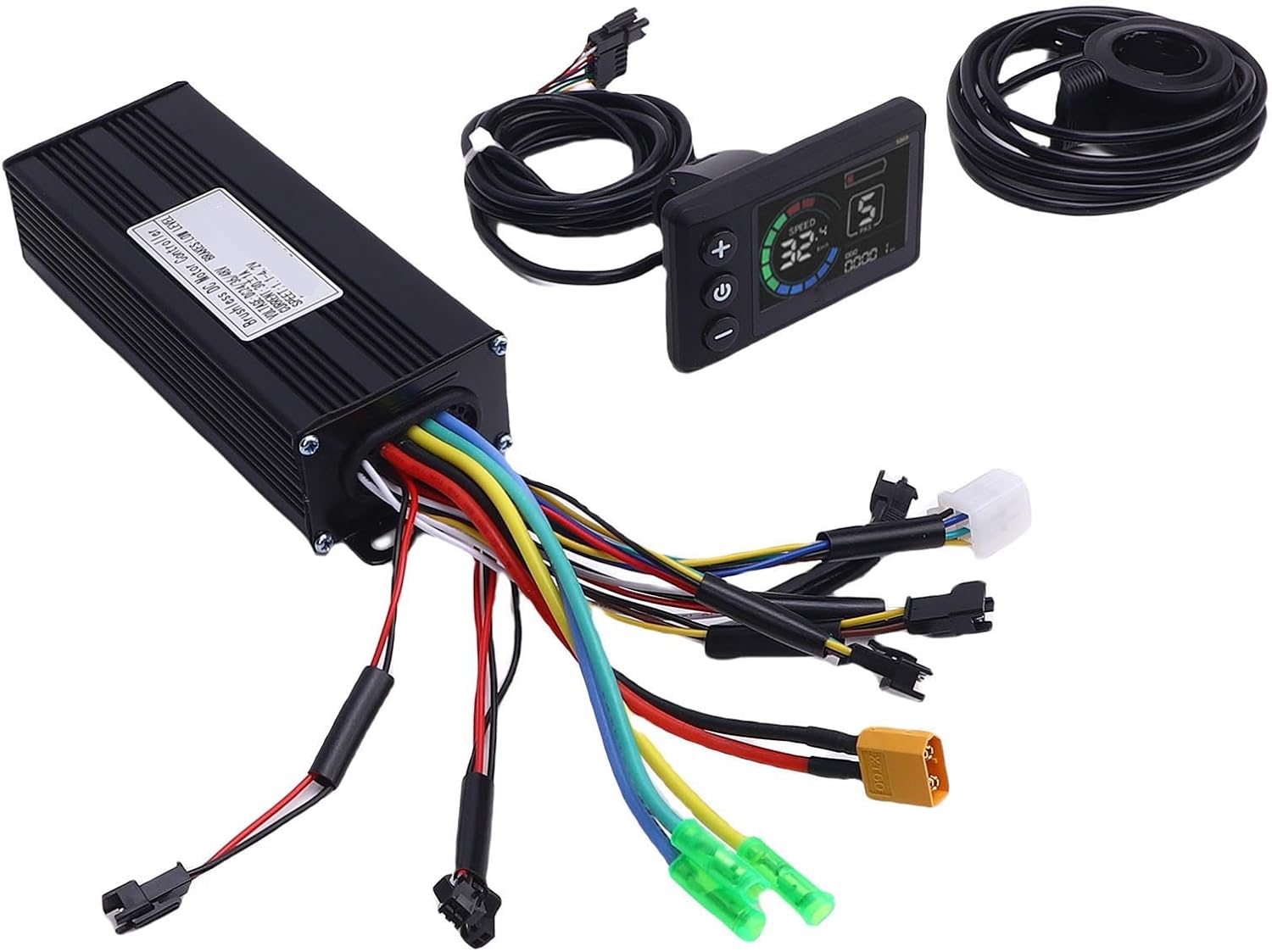 SUNGOOYUE 36V 48V 30A Electric Bike Controller Kit, Brushless Motor Controller with LCD Display and 130X Throttle, Aluminum Alloy Housing for Electric Scooter Folding Bike
