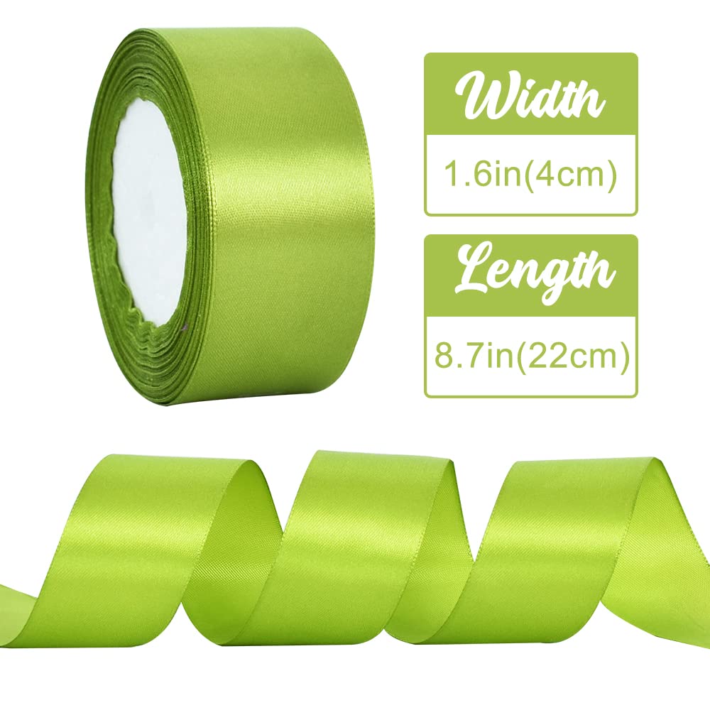 Produktbild von TONIFUL Breites Grünes Satinband Aus Festem Stoff, 10,2 Cm X 20 M, Großes Band Zum Schneiden Von Zeremonien, Eröffnen, Stühle, Haaren, Autoschleifen, Nähen, Basteln, Geschenkverpackung, Hochzeit