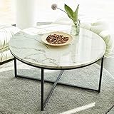 VONLUCE 36 Inch Modern Round Coffee Table with Faux Marble Top, Mid-Century Cocktail Table with...