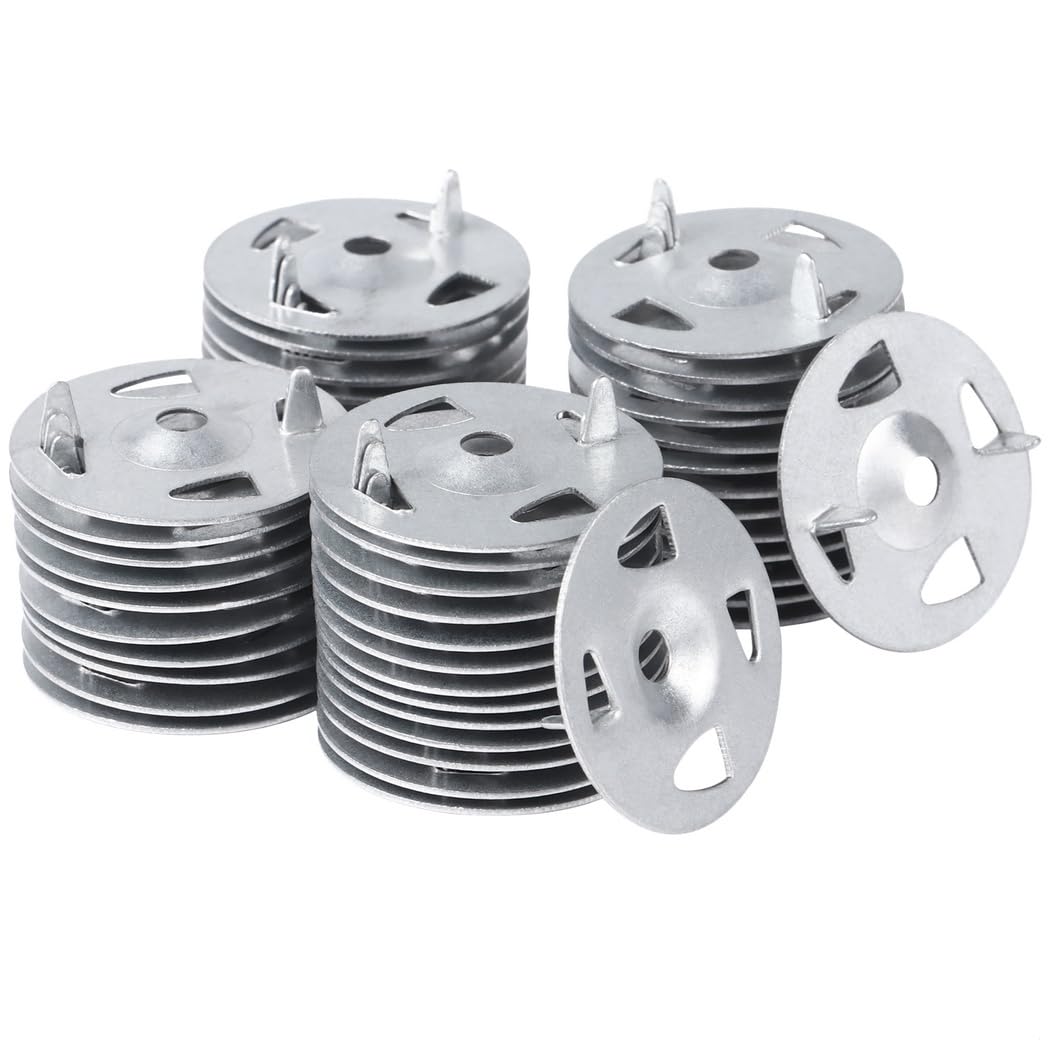 150-Pack Foam Board Washers, Galvanized Carbon Steel Insulation Washers, 1-1/4 Inch Diameter for Foam Board Panel Installation